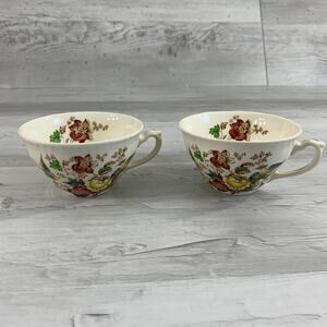 Vintage Ridgeway Peacock Tea Cups Set of 2